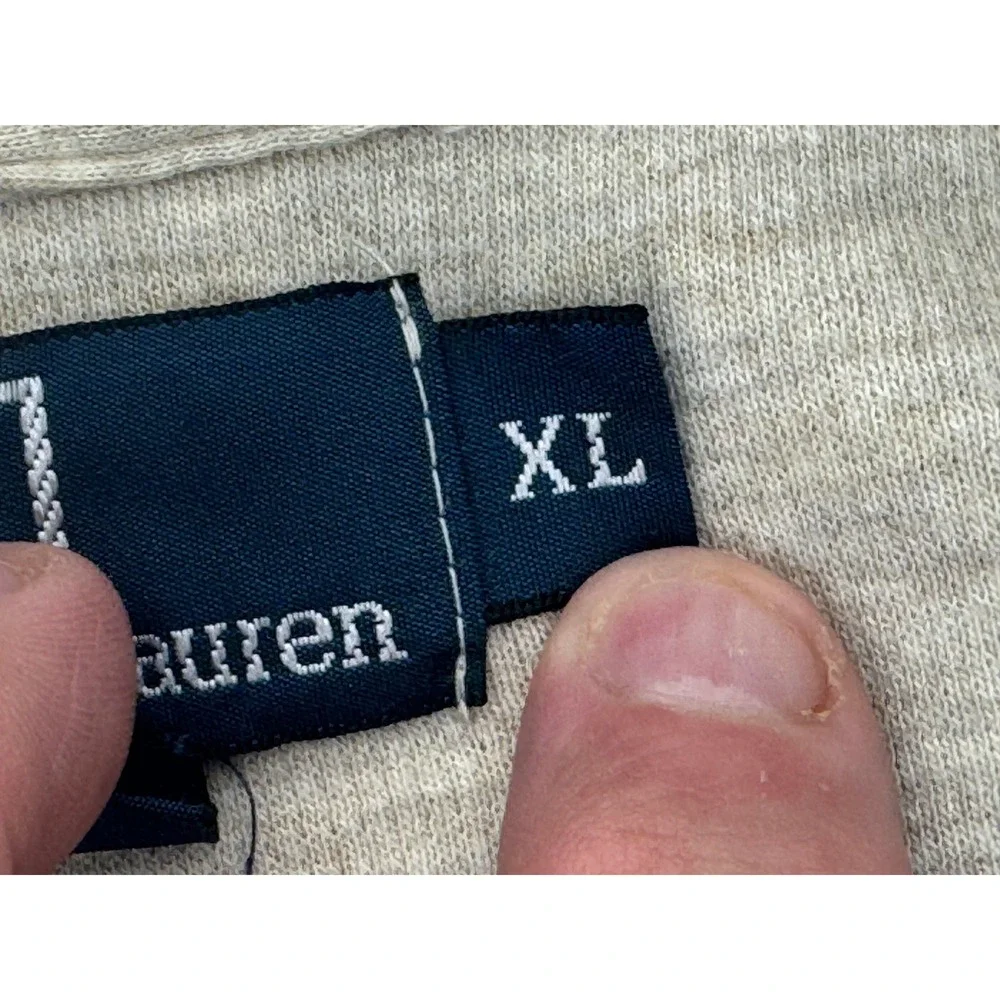 Polo Ralph Lauren Quarter Zip‎ Pullover Sweater XL Mens Beige Oatmeal Cotton